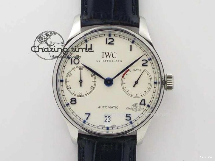 MIROTIME 0406 Thermal Portuguese Real PR Real Annual Calendar IW503501 RG ZF 1:1 Best Edition White Dial on Black Leather Strap A 7150